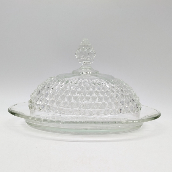 Vintage Indiana Glass diamond point butter dish - Picture 1 of 9